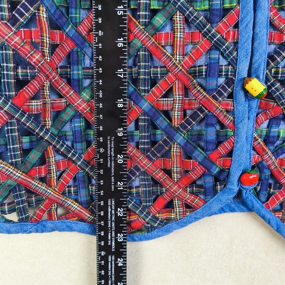 Vintage Oak Hill Patchwork Plaid Vest Apple Buttons Teacher Core Women's L - Picture 8 of 10